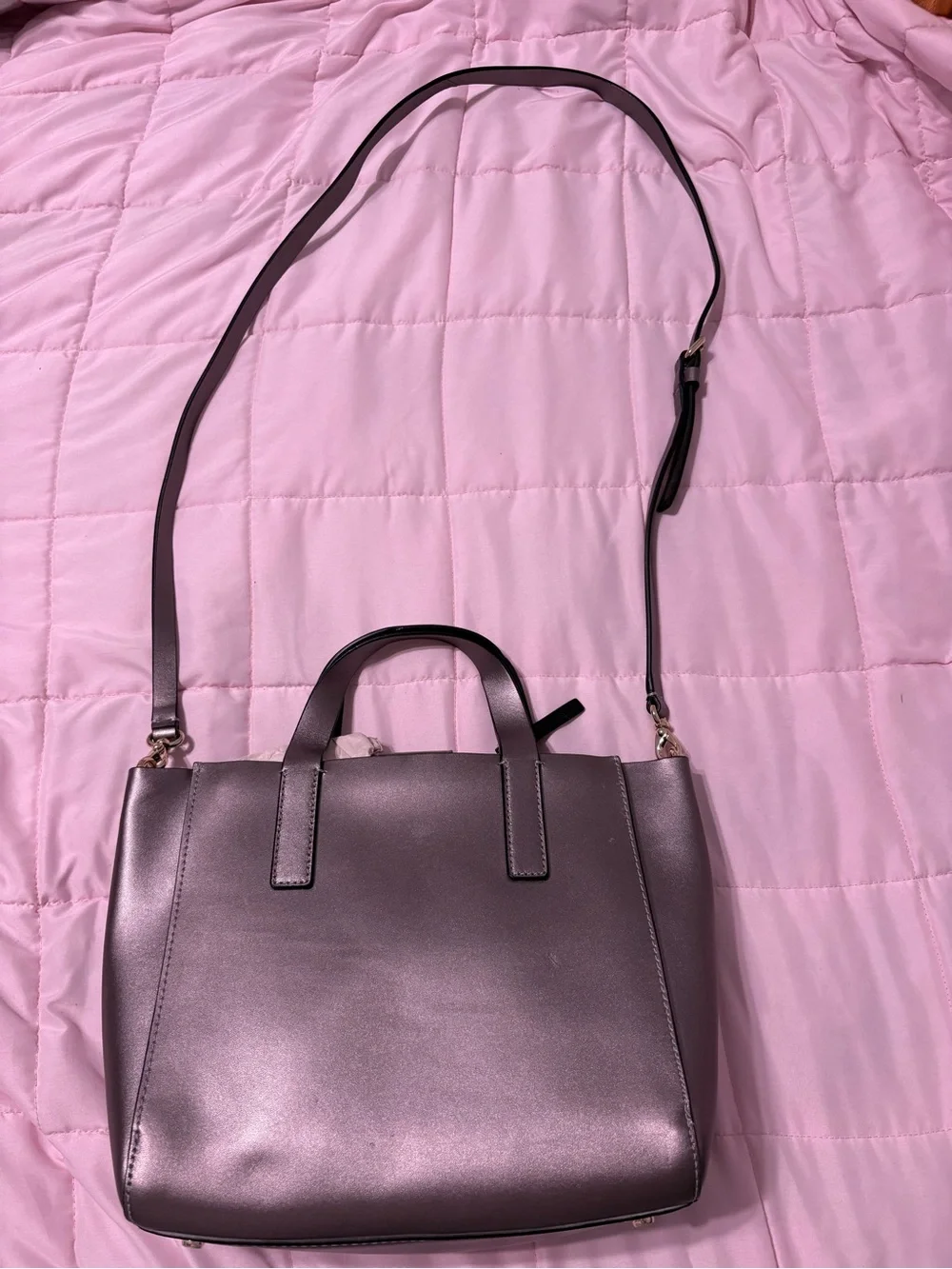 Kate Spade Gray Structured Satchel with Crossbody Strap